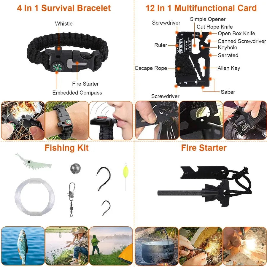 125 Piece Survival Kit Emergency First Aid Gear For Outdoor