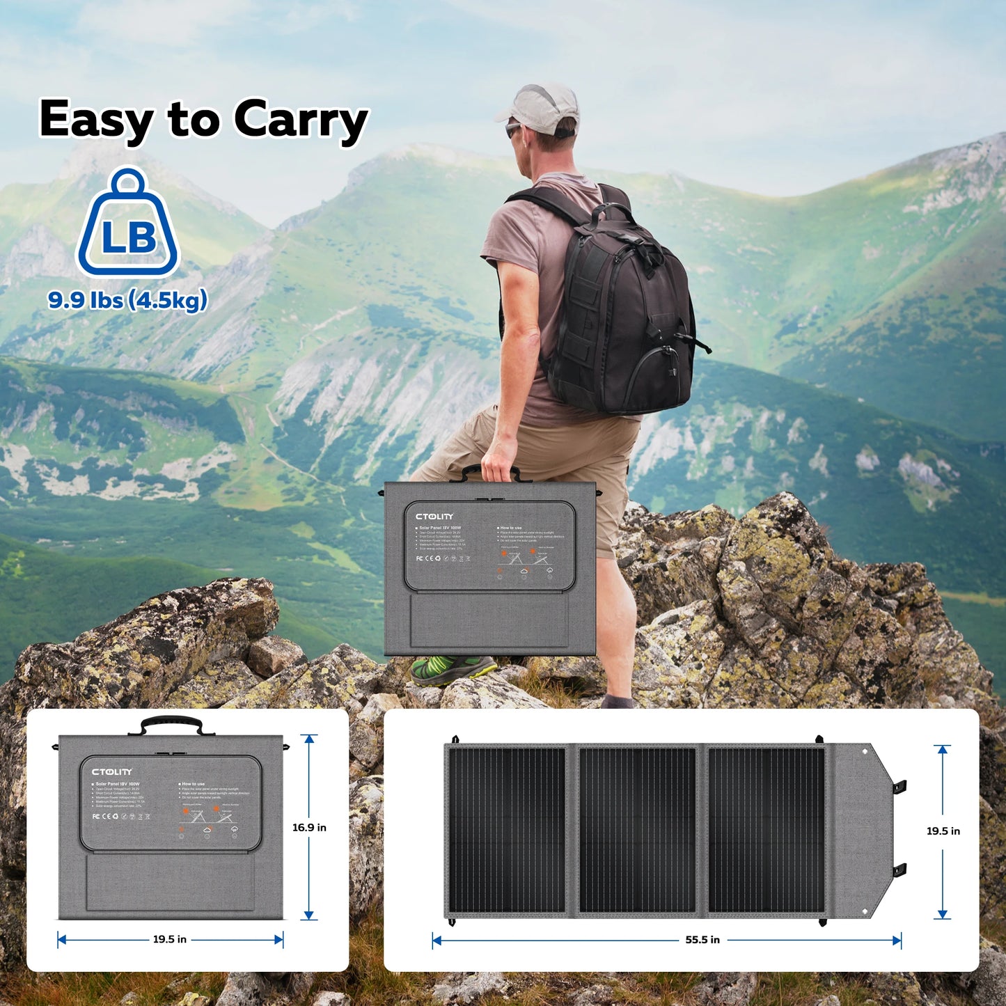 CTOLITY AP400 500W Solar Generator 345WH Lifepo4+100W Solar Panel 20.5V Solar Panel Charger Power Bank for Camping Emergency