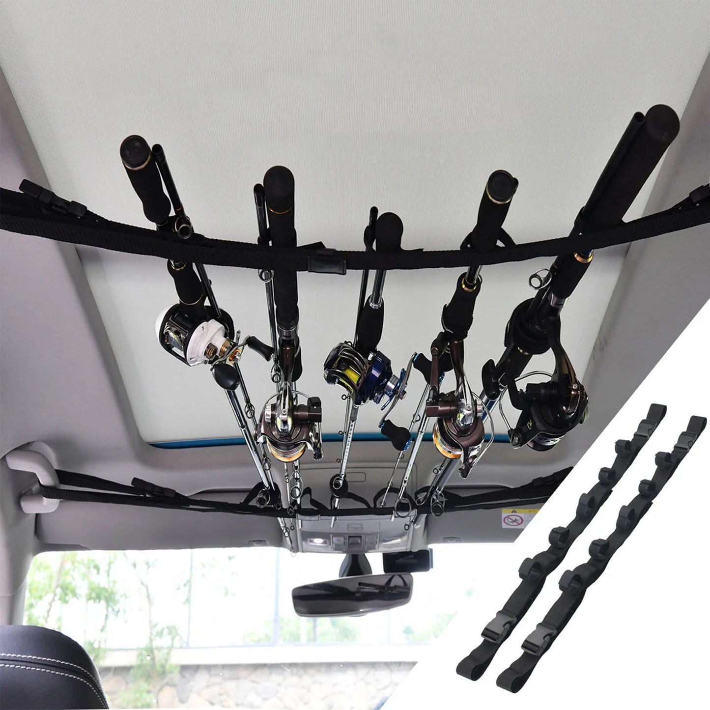 Two Pack Fishing Rod Holder Vehicle Mount Adjustable Straps