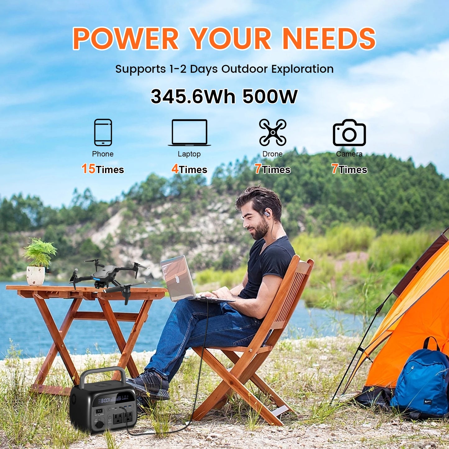 CTOLITY AP400 500W Solar Generator 345WH Lifepo4+100W Solar Panel 20.5V Solar Panel Charger Power Bank for Camping Emergency