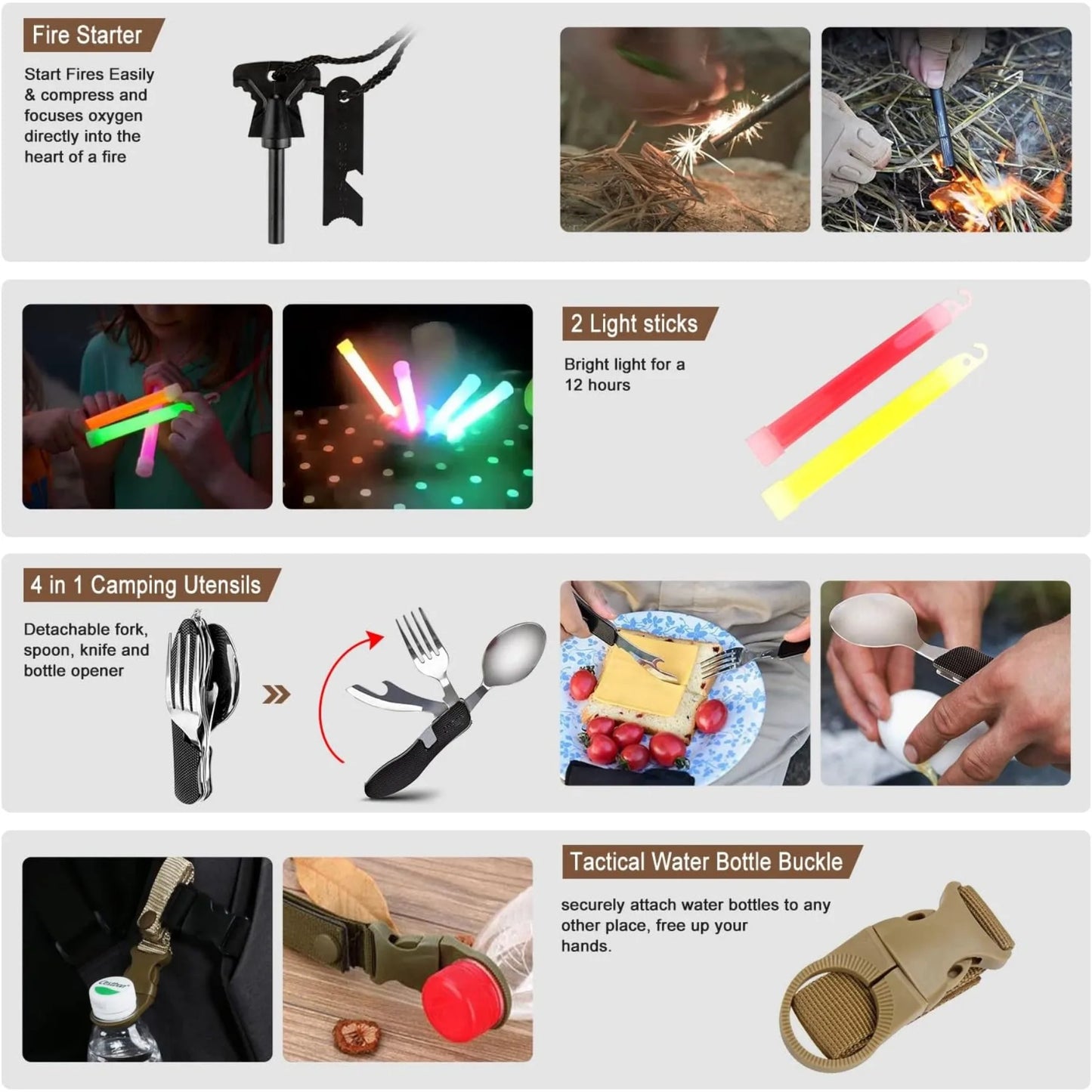 Emergency Survival Kit 238Pcs With Molle Pouch And Tent