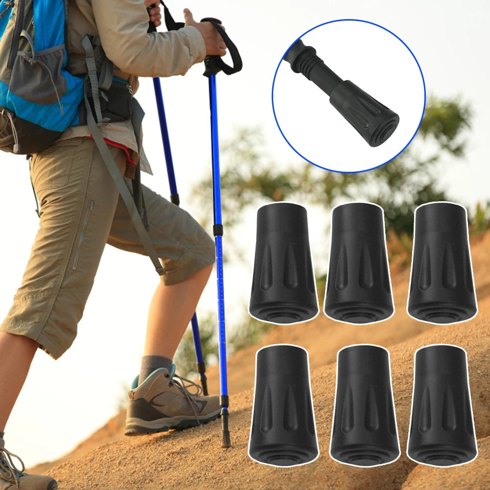 Non Slip Rubber Trekking Pole Cap Protectors Set for Sticks