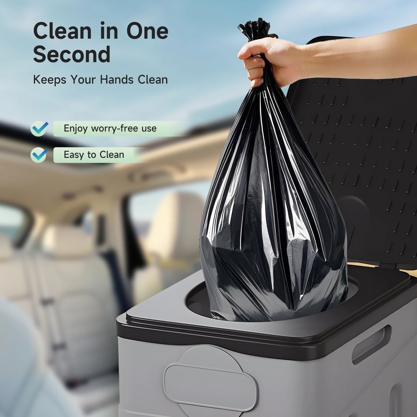 Portable Camping Toilet for Adults with Lid Paper Holder