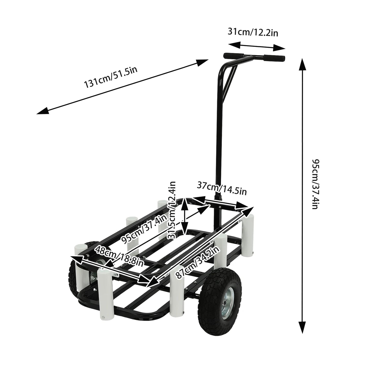 198.42 Lbs Beach Fishing Cart Beach Carts with 7 Rod Holders 2 Wheels Outdoor Heavy Duty Fishing Cart for Fishing Traveling Camp