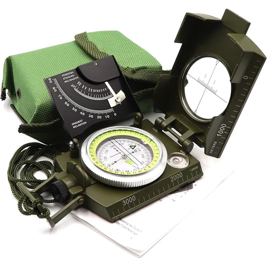 Mulitifunctional High Precision Outdoor Survival Military Compass Camping Waterproof Metal with Fluorescent Geological Compass