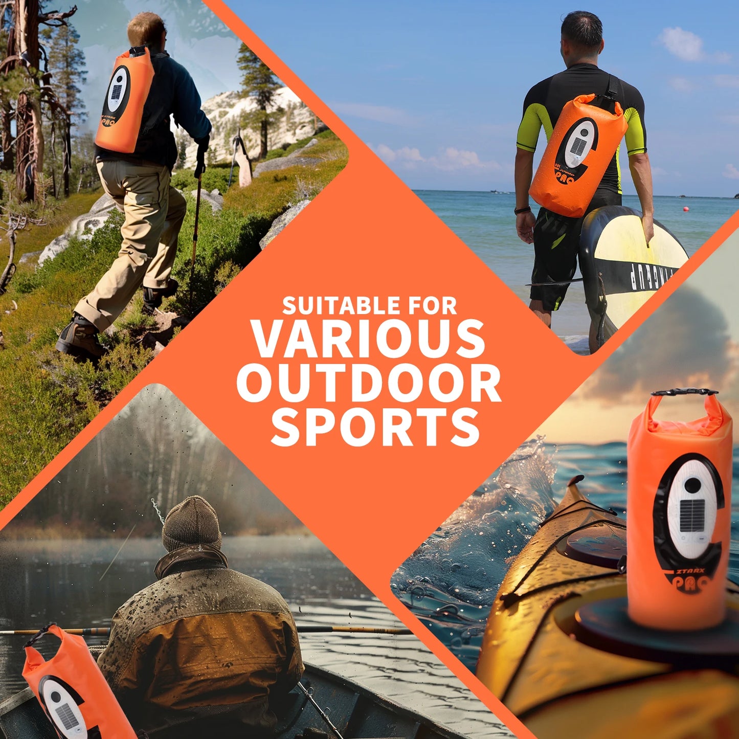 Selorss Solar Powered Waterproof Hiking Backpack Bluetooth