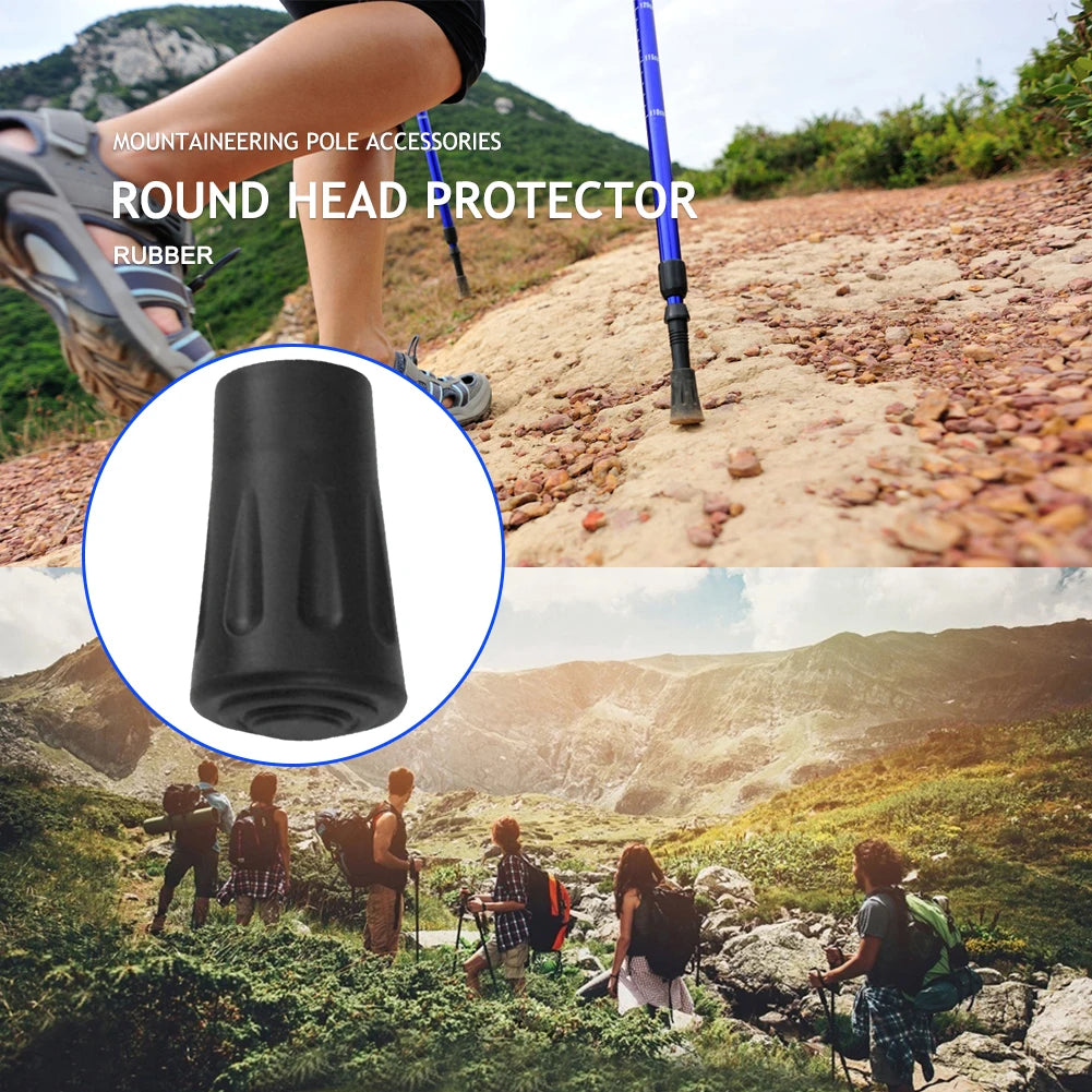 Non Slip Rubber Trekking Pole Cap Protectors Set for Sticks