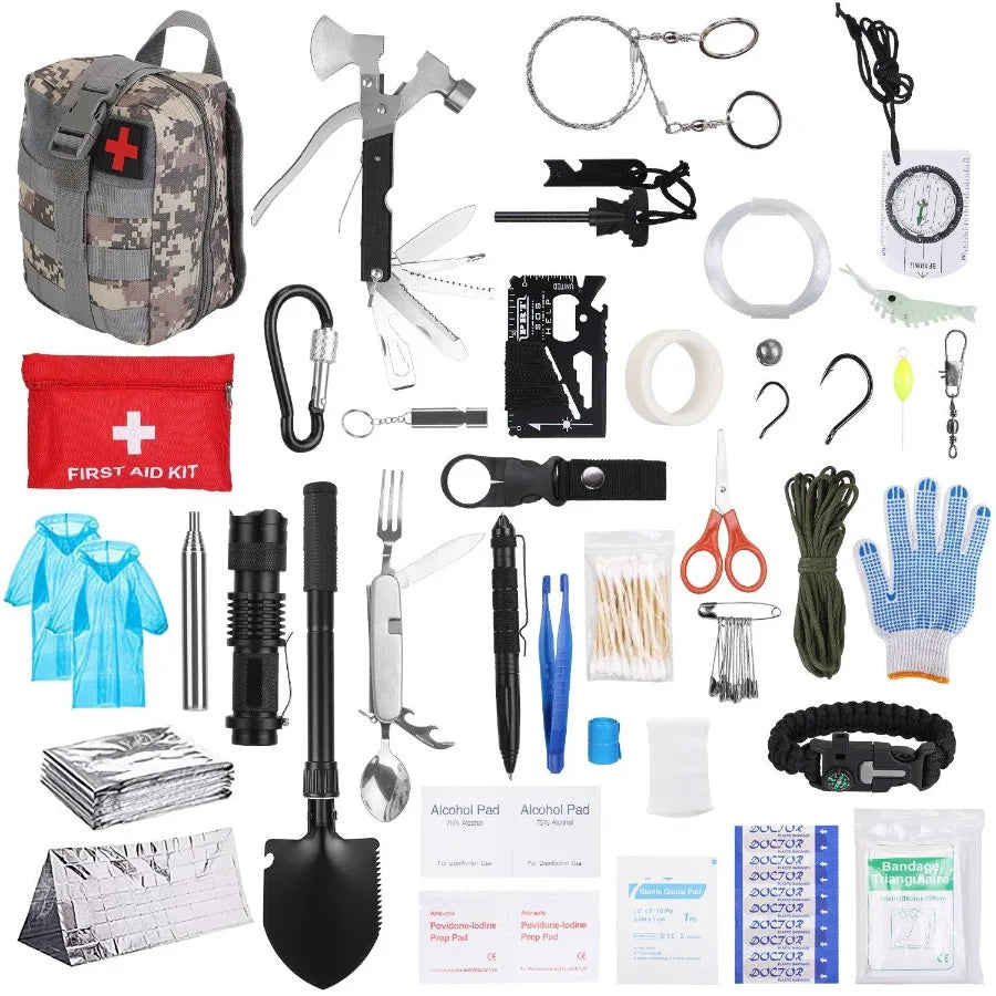 125 Piece Survival Kit Emergency First Aid Gear For Outdoor
