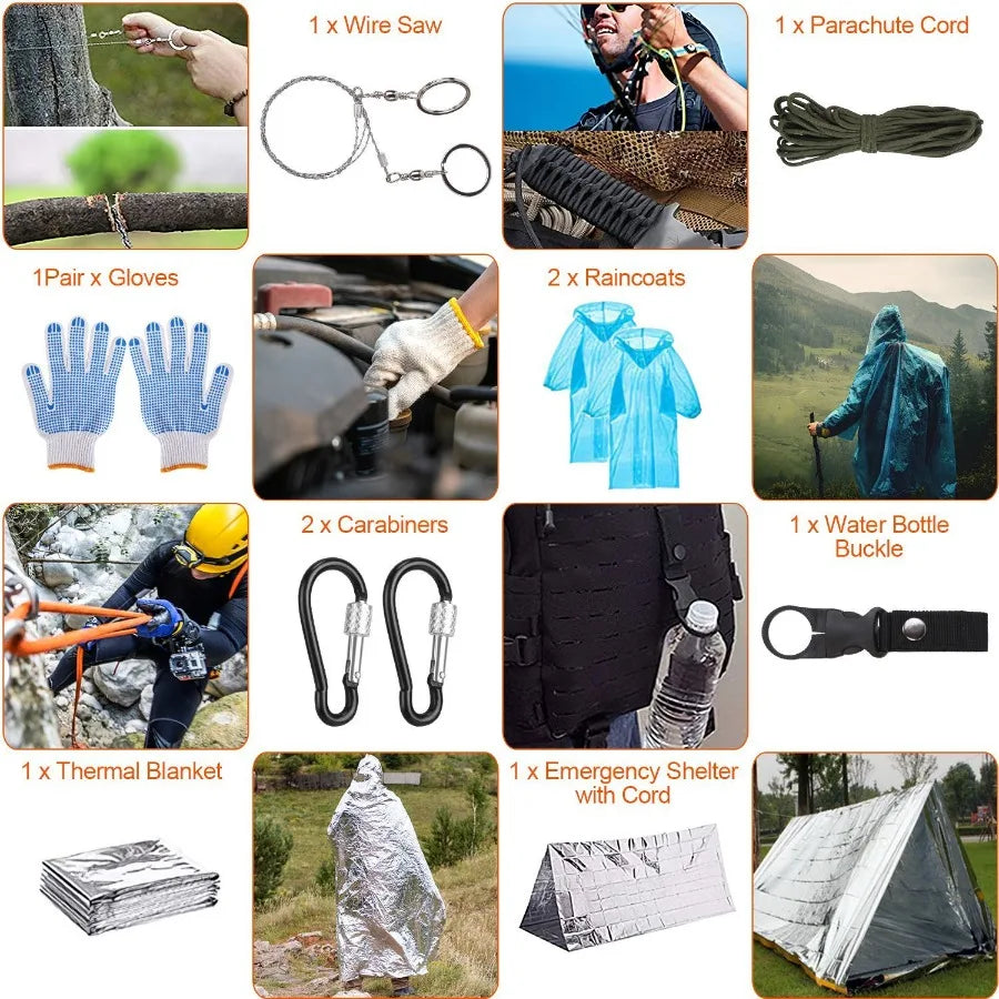 125 Piece Survival Kit Emergency First Aid Gear For Outdoor