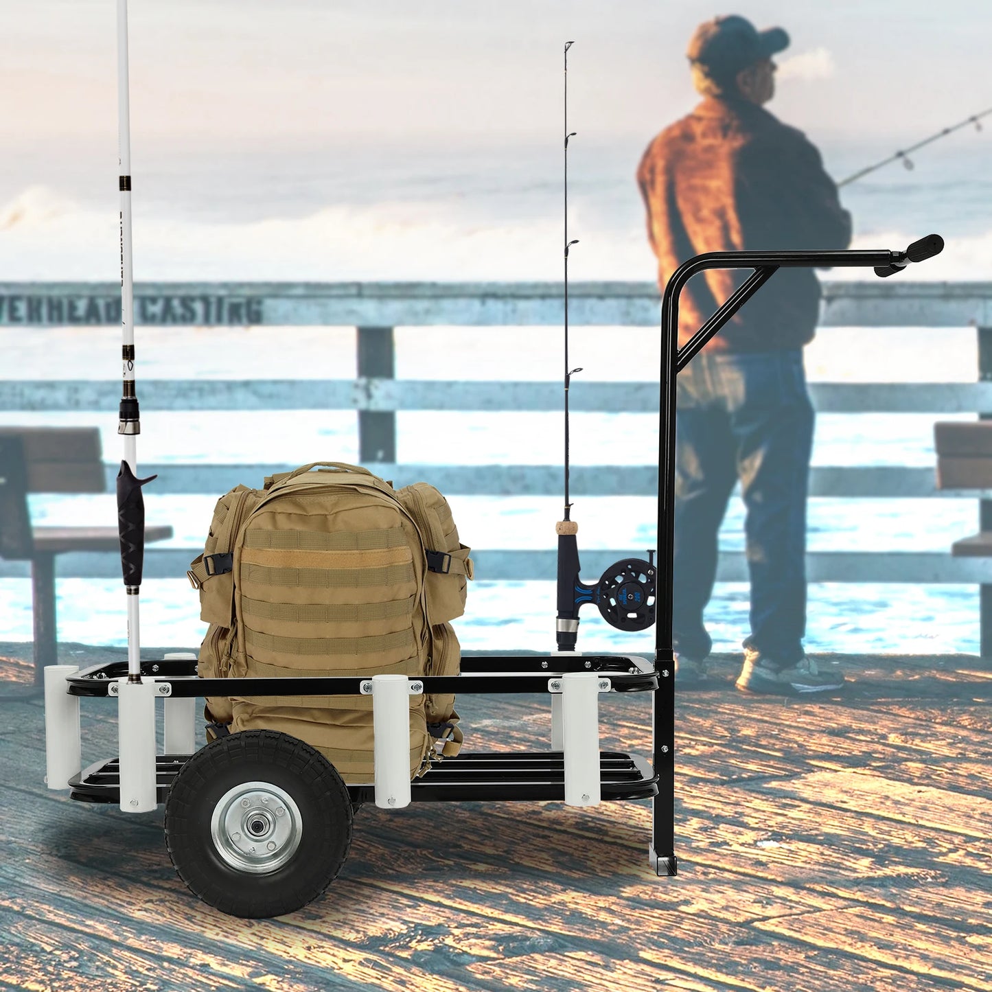 Fishing Cart With High Carbon Steel Frame And Rod Holders