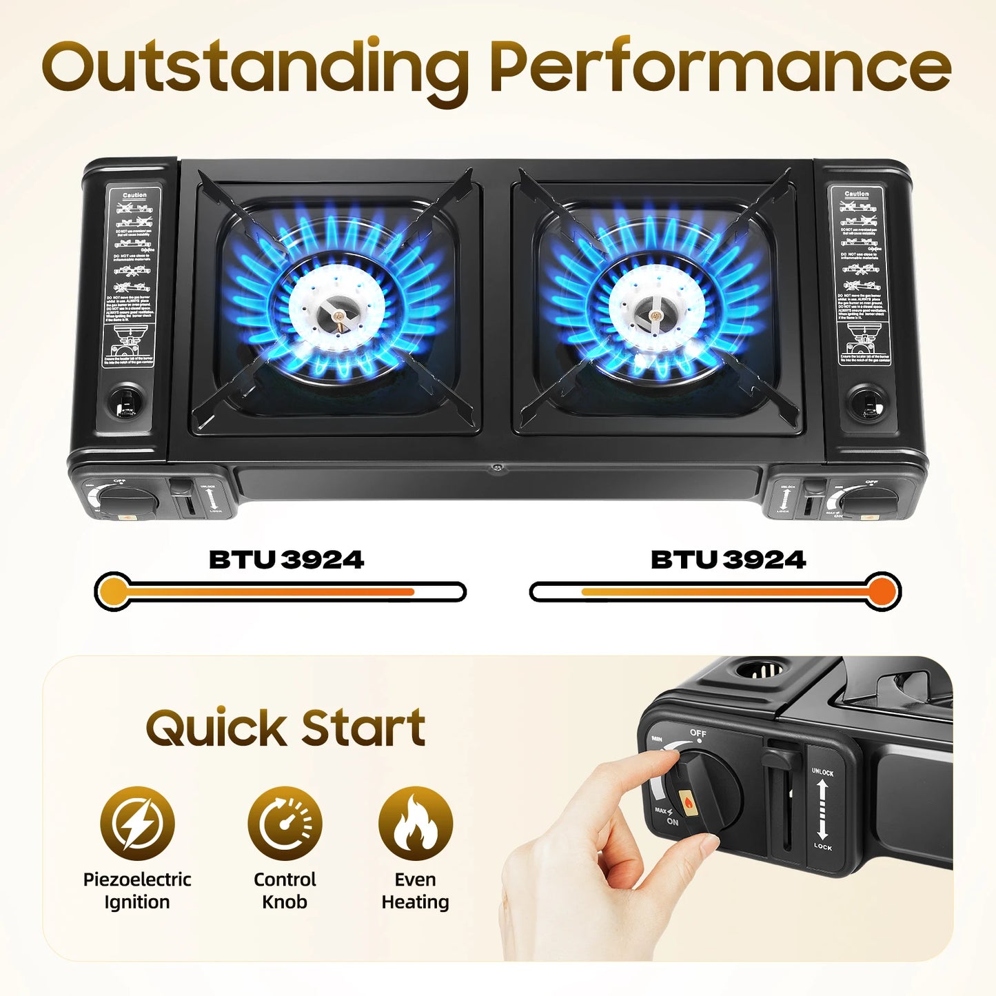 2 Burner Portable Butane Camping Stove Kit With Baking Pan