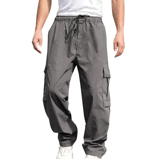 Men's Loose Cargo Pants With Pockets Drawstring Waist