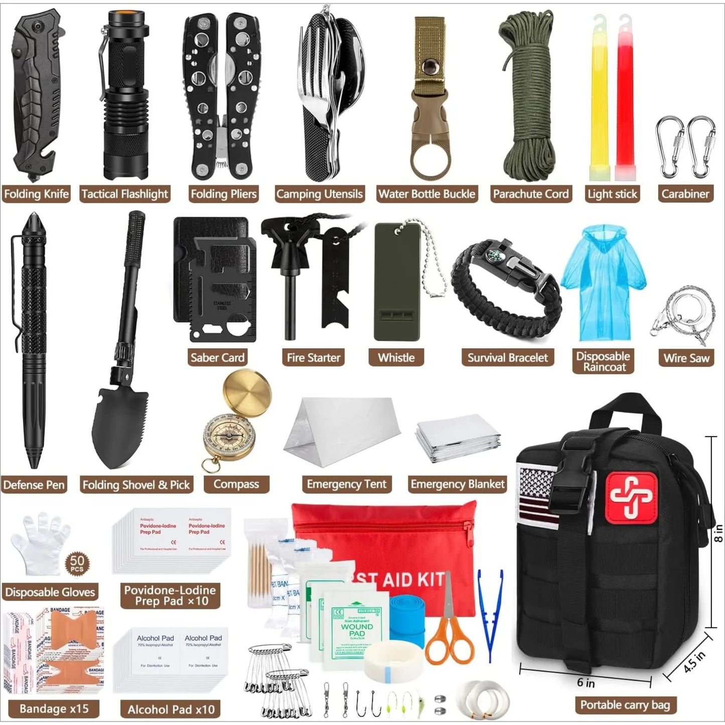 Emergency Survival Kit 238Pcs With Molle Pouch And Tent