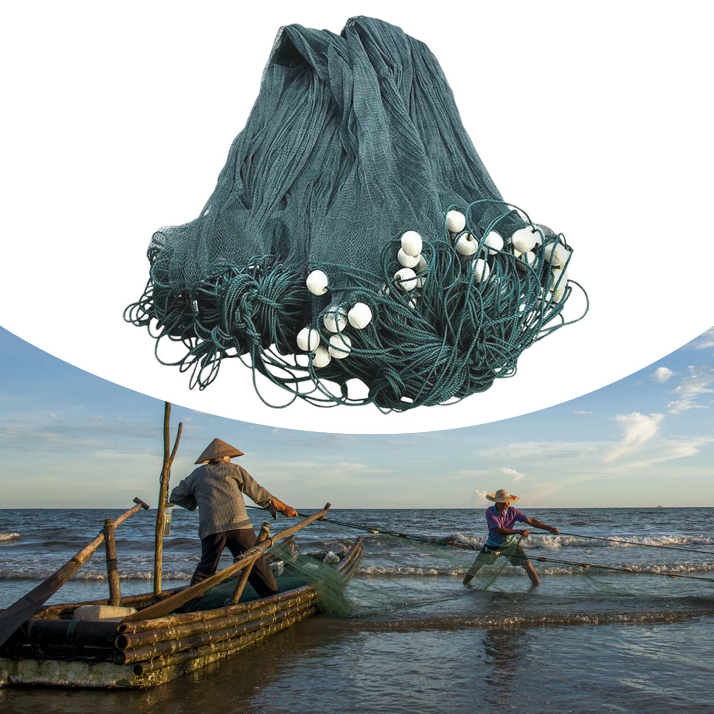 6 5x33ft Drag Net For Sea Lake River Polyethylene Durable