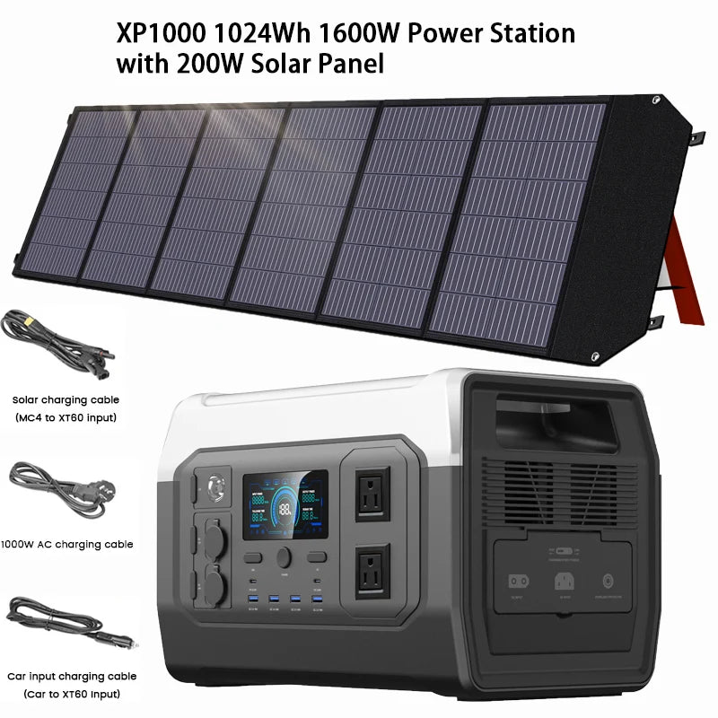 Ctolity XP1000 AP400 1600W 500W Portable Power Station,UPS Function, For Camping Emergency Solar Generator,100W 200W Solar Panel
