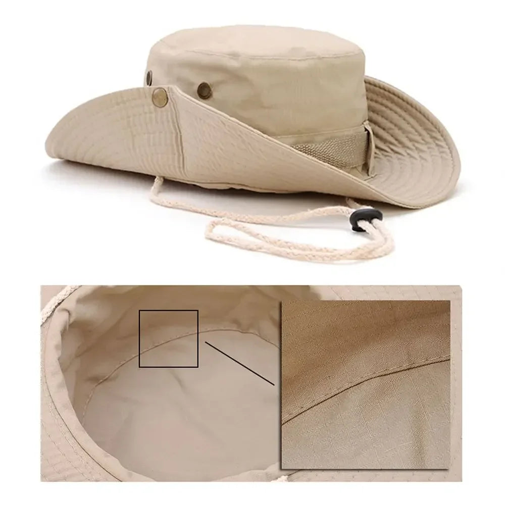 Men & Women Sun Hat Wide Brim Breathable Fishing Cap Men's Bucket Hats Hiking Jungle Hat Summer Outdoor Camo Caps
