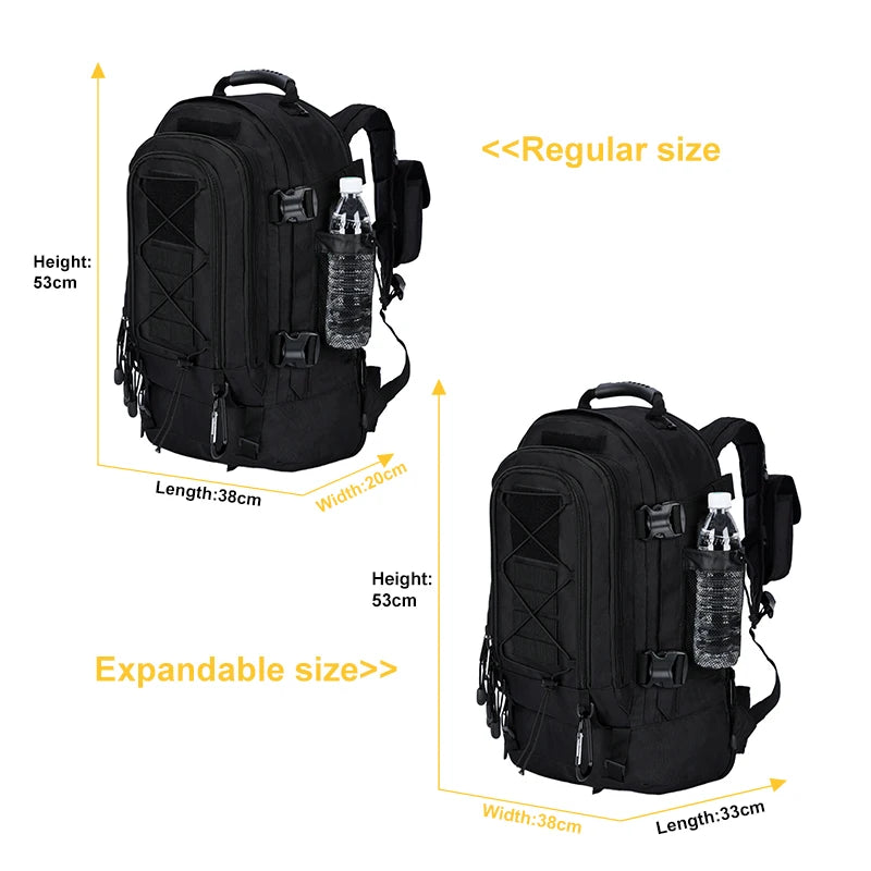 Large Capacity Tactical Backpack 56 to 75L for Hiking