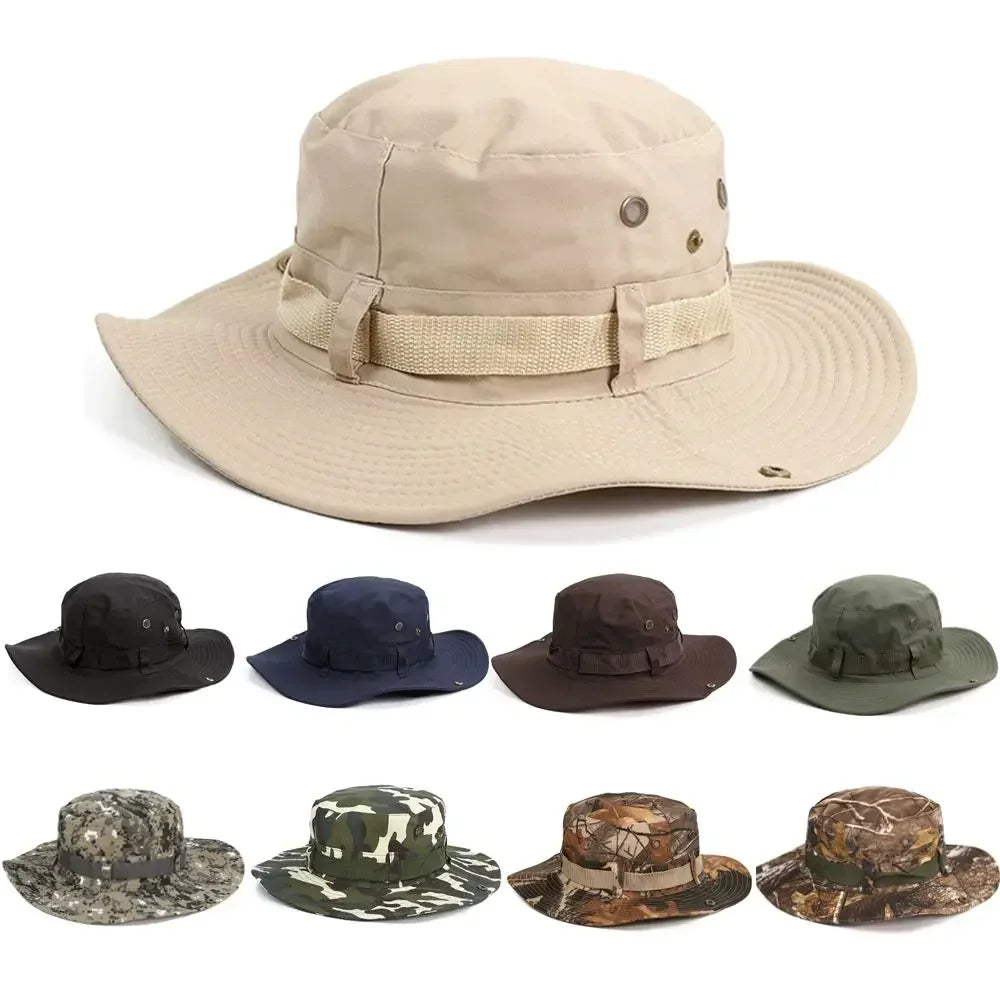Men & Women Sun Hat Wide Brim Breathable Fishing Cap Men's Bucket Hats Hiking Jungle Hat Summer Outdoor Camo Caps