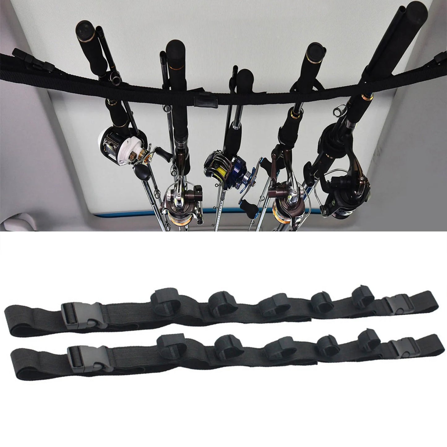 Two Pack Fishing Rod Holder Vehicle Mount Adjustable Straps