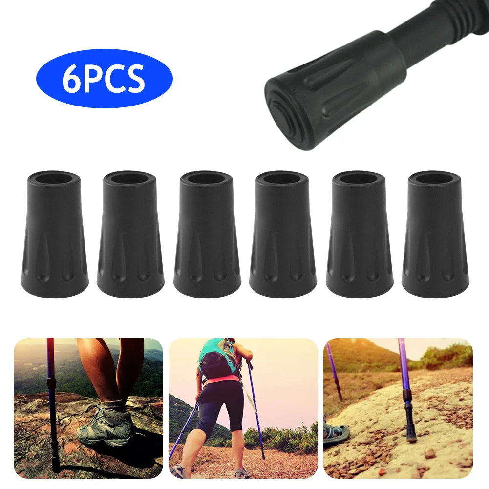 Non Slip Rubber Trekking Pole Cap Protectors Set for Sticks
