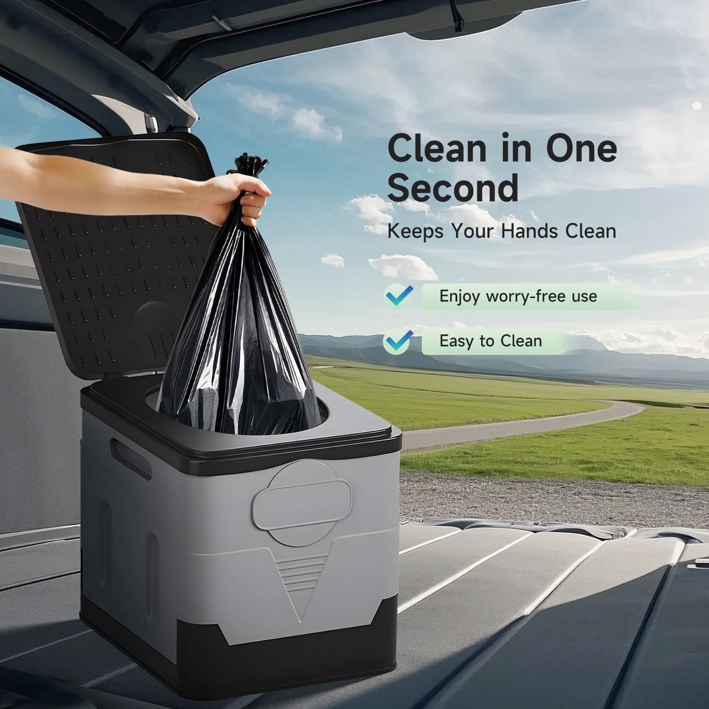 Portable Camping Toilet for Adults with Lid Paper Holder