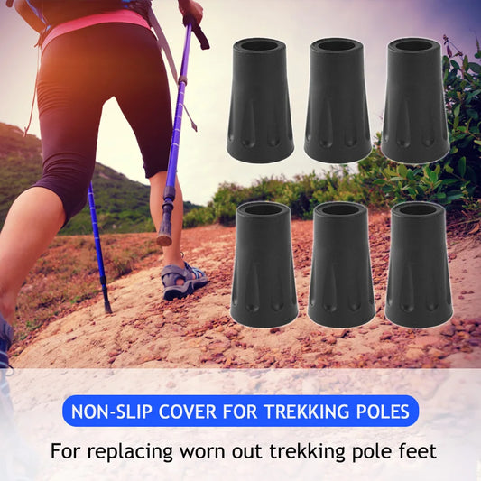 Non Slip Rubber Trekking Pole Cap Protectors Set for Sticks