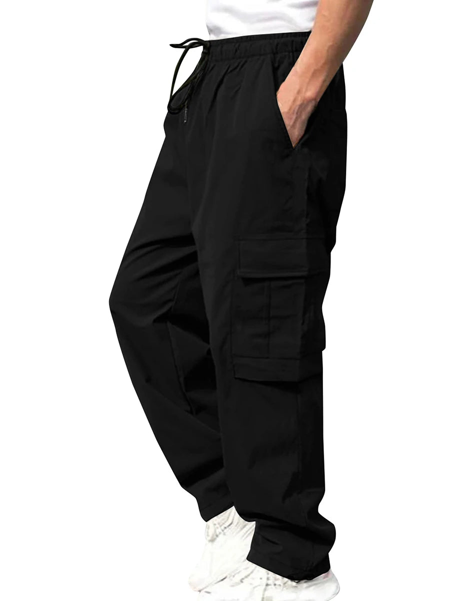 Men's Loose Cargo Pants With Pockets Drawstring Waist