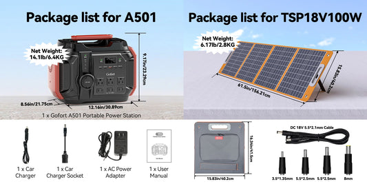 FF Flashfish A501 Portable Power Station 540Wh 500W Pure Sine Wave Solar Generator with 100W Solar Panel Complete Kit System Set