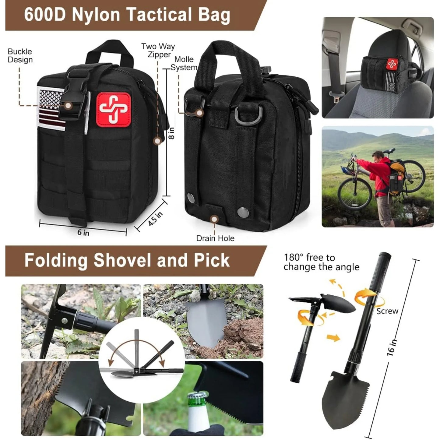 Emergency Survival Kit 238Pcs With Molle Pouch And Tent