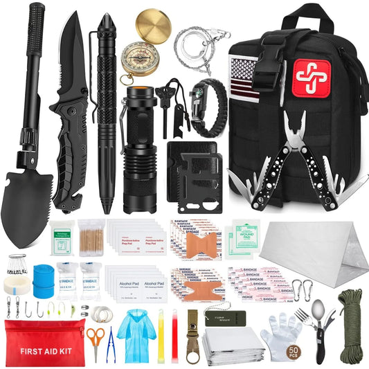 Emergency Survival Kit 238Pcs With Molle Pouch And Tent