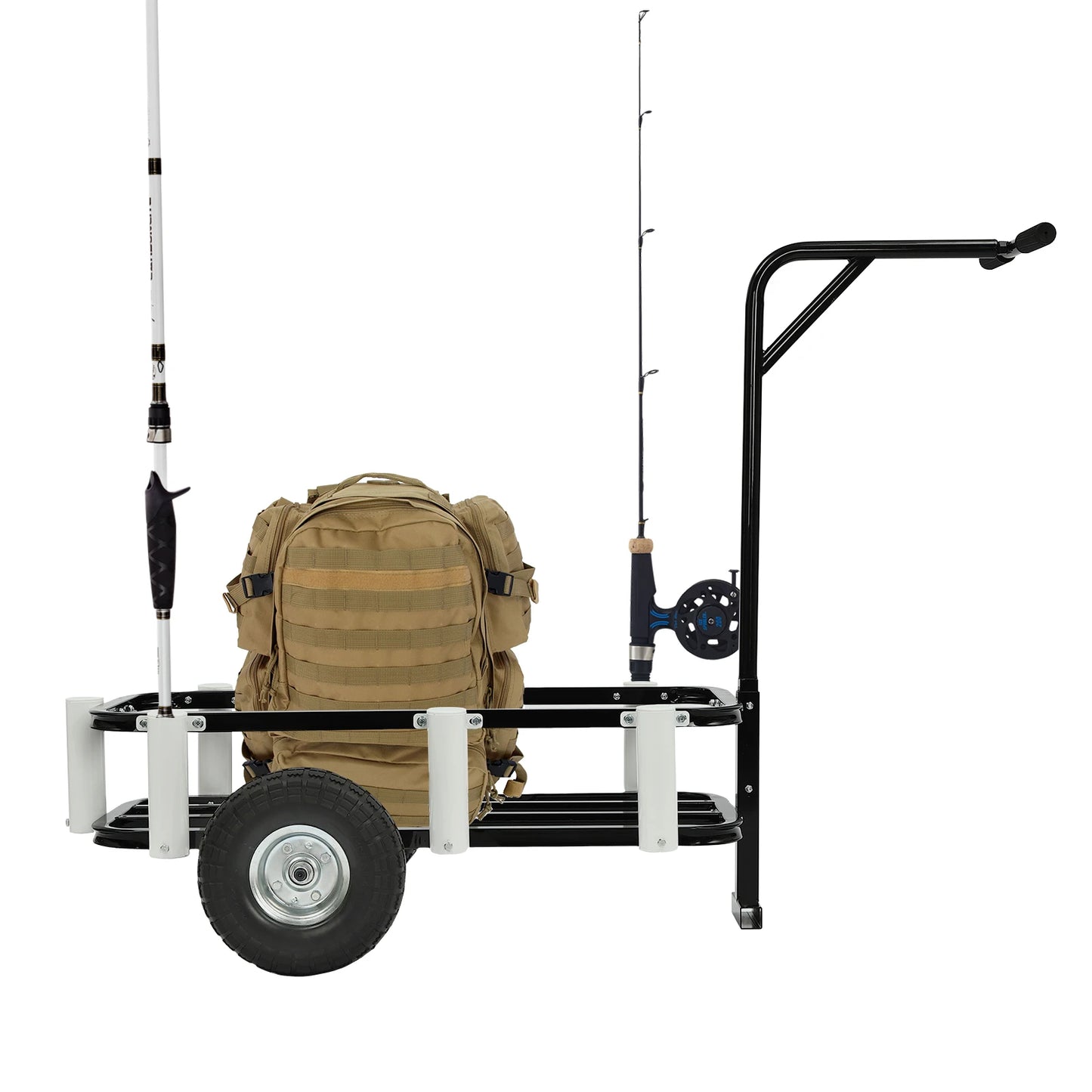 198.42 Lbs Beach Fishing Cart Beach Carts with 7 Rod Holders 2 Wheels Outdoor Heavy Duty Fishing Cart for Fishing Traveling Camp