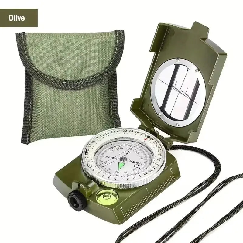 Mulitifunctional High Precision Outdoor Survival Military Compass Camping Waterproof Metal with Fluorescent Geological Compass