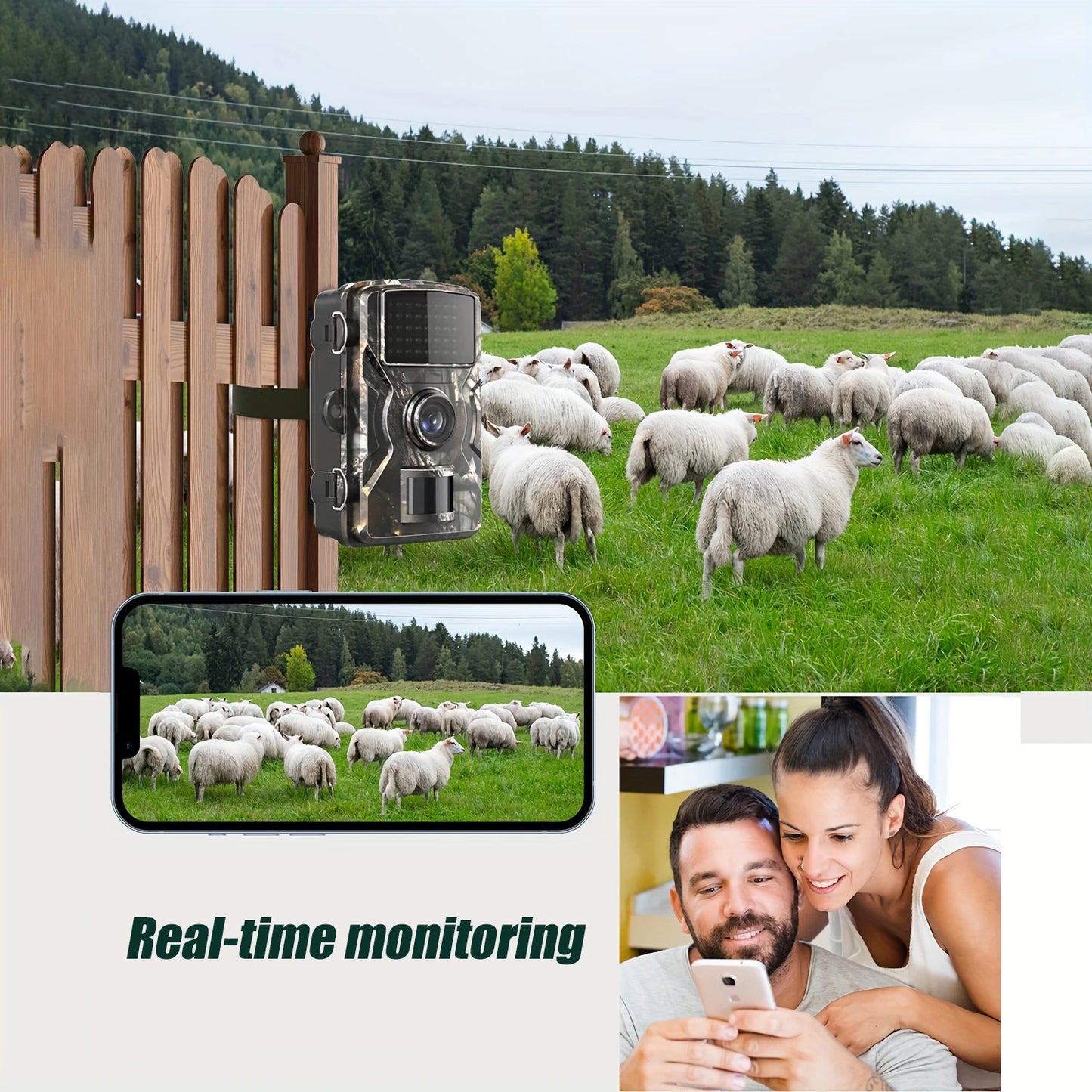 1080P Hunting Trail Camera  Waterproof Infrared Night Vision Motion Activated Trigger for Wildlife Monitoring  Scouting Outdoor
