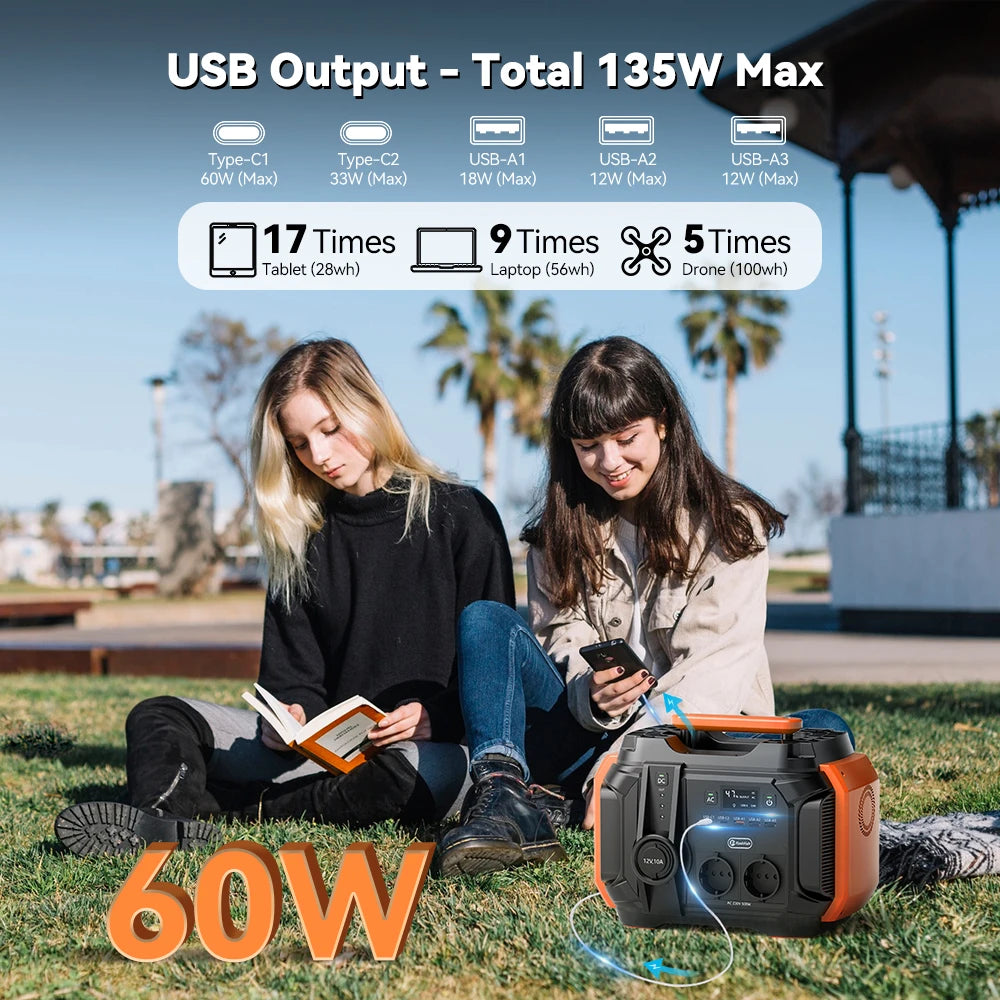 FF Flashfish AC 230V 500W(Peak 1000W) Portable Power Station EU Solar Generator 540Wh 120W DC Power Battery Camping Outdoor RV