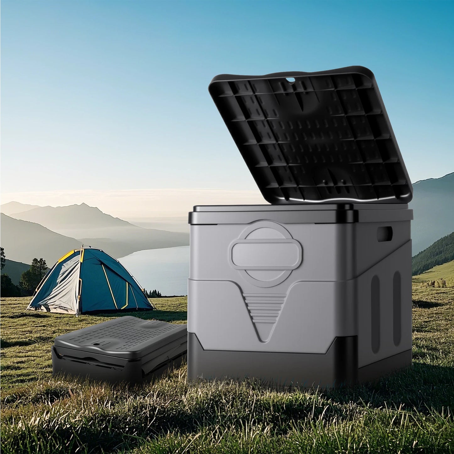 Portable Camping Toilet for Adults with Lid Paper Holder