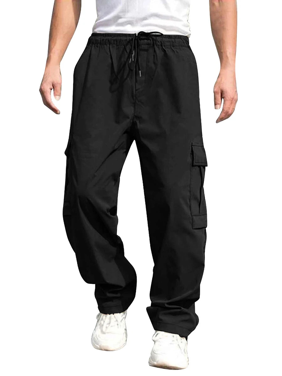 Men's Loose Cargo Pants With Pockets Drawstring Waist