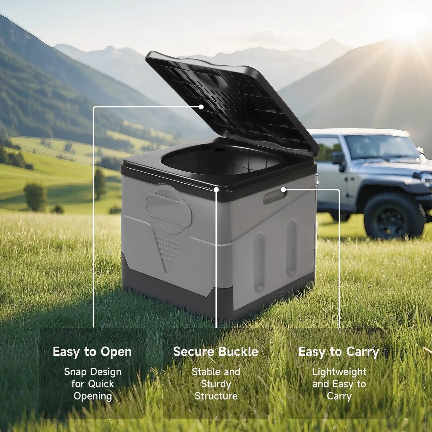 Portable Camping Toilet for Adults with Lid Paper Holder