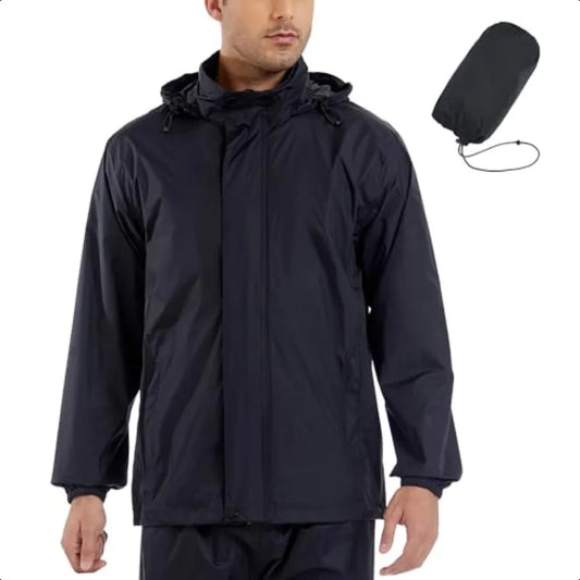 Giisam Mens Rain Jacket Hood Waterproof Packable Windbreaker